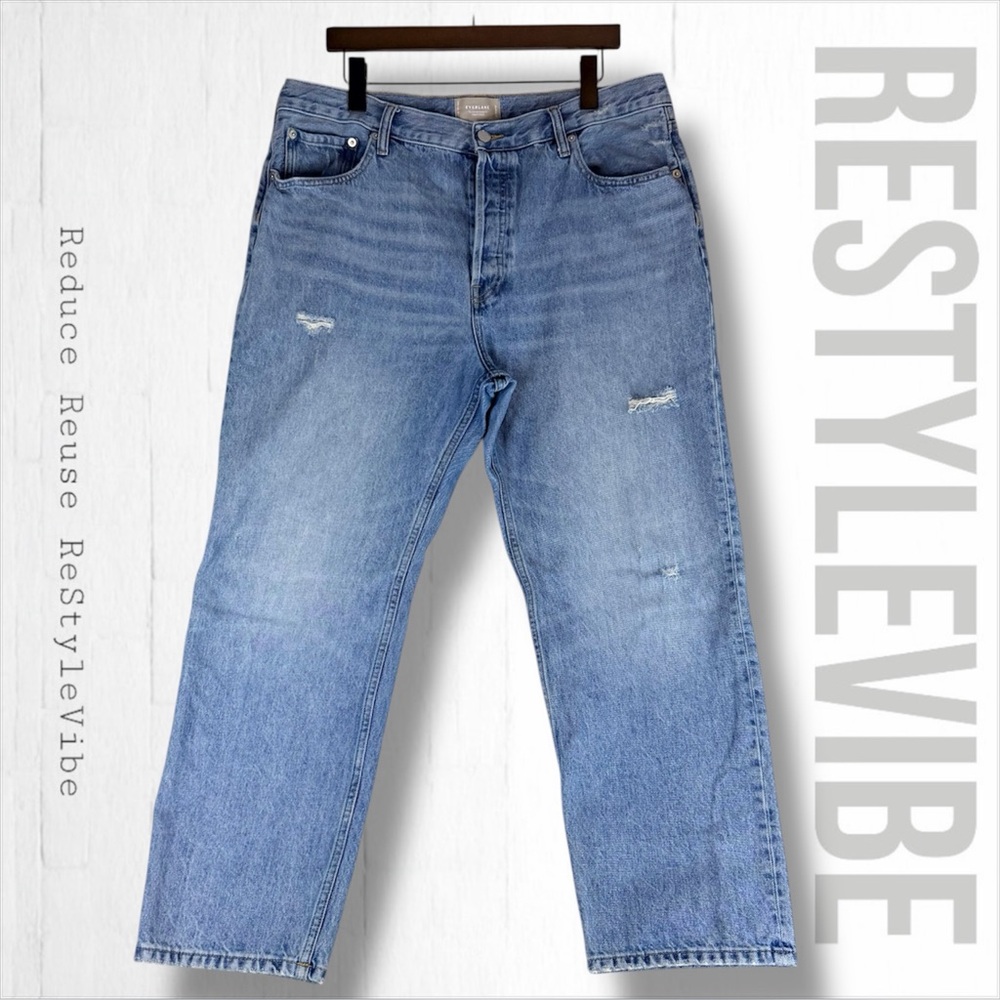 EVERLANE Women’s Size 32 Reg Denim Jeans Relaxed Straight Fit Style Ankle Slouch